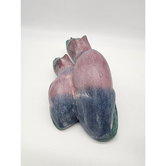 OOAK colorful 16" Purple Wood Hand Carved CAT Statue ARTISAN MADE ADULT KITTEN - Picture 7 of 14